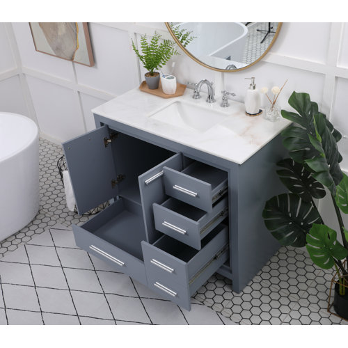 Zipcode Design™ Broadview 40'' Single Bathroom Vanity with Stone Top